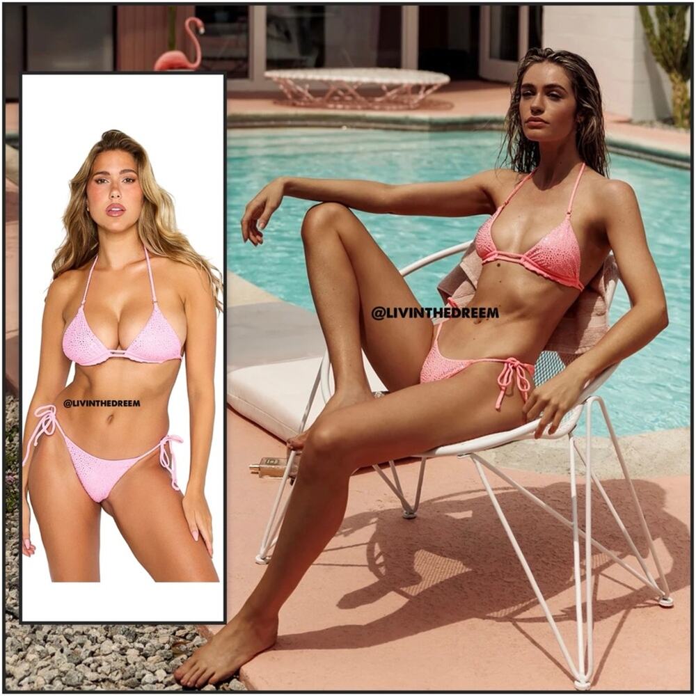 BEACH BUNNY MORGAN TRIANGLE TOP AND STEVIE TIE SIDE BOTTOM XL SET $256